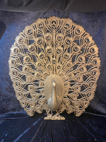 Vintage Gold Mid Century Peacock Wall Art Hanging - Burwood - Hollywood Regency