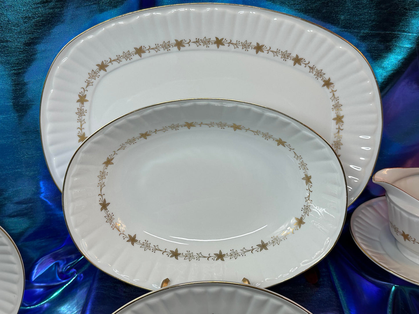 1960's Elegant Gold & White Dining Set China - 8 Settings and Serveware - Harmony House - Bouffant - 3678