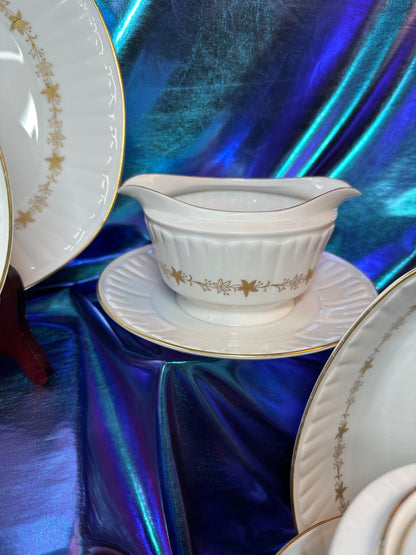 1960's Elegant Gold & White Dining Set China - 8 Settings and Serveware - Harmony House - Bouffant - 3678