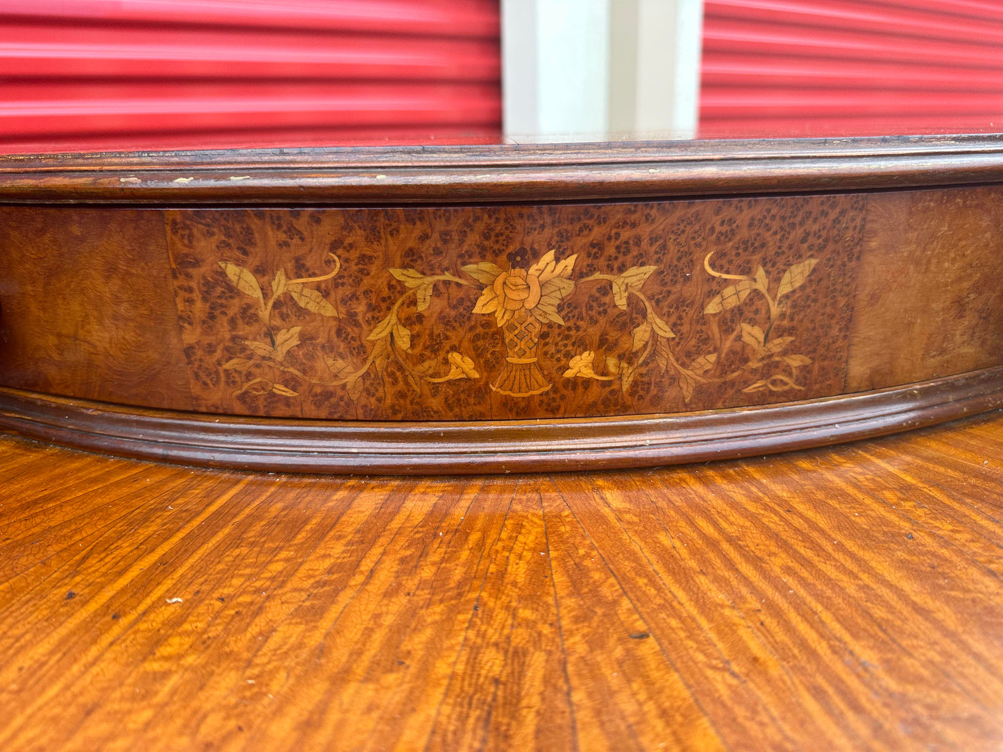 1920's French Style Art Nouveau Hand Carved Crafted Burl Vanity Dresser