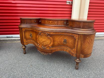 1920's French Style Art Nouveau Hand Carved Crafted Burl Vanity Dresser