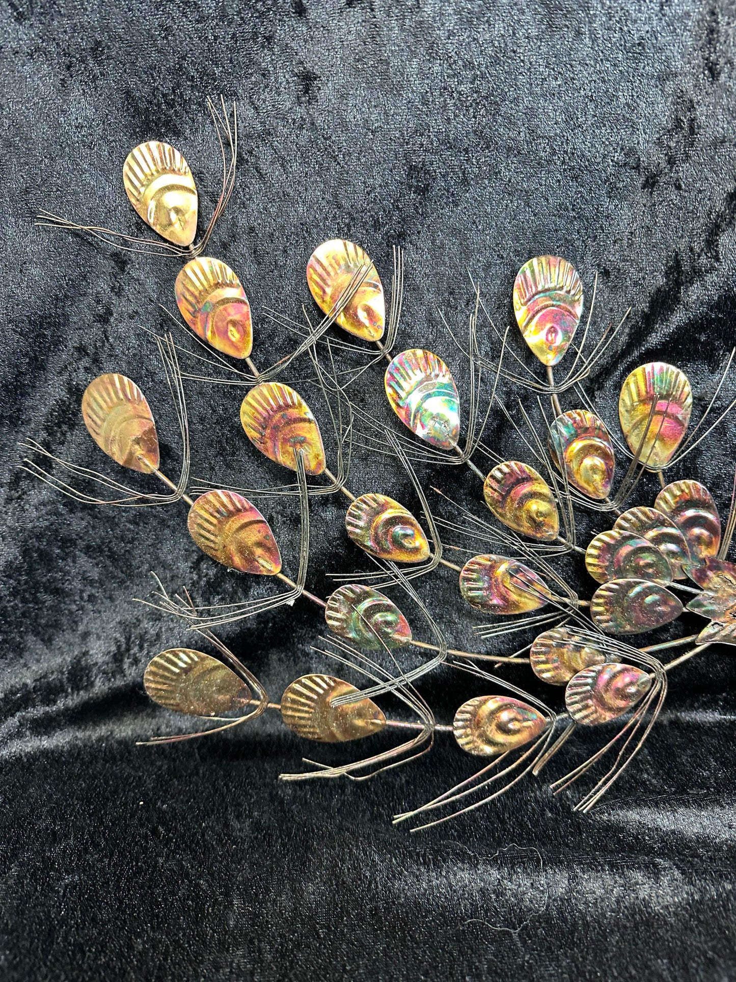 Vintage Pair of Mid-Century Modern Peacock Brass Wall Hangings