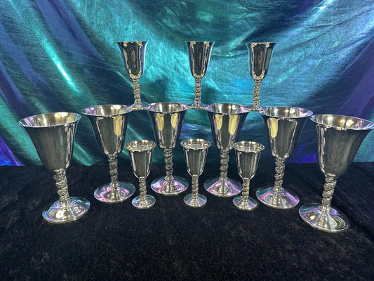 Vintage Elegant Set of 6 Spanish Silverplate goblets & 6 Cordials - Made In Spain