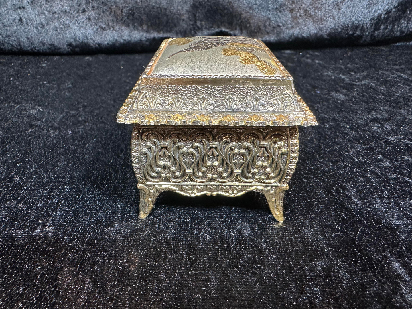 Vintage Peacock Music Jewelry Box - Metal Gold tone - Chokin Sankyo Lara's Theme - Great Gift