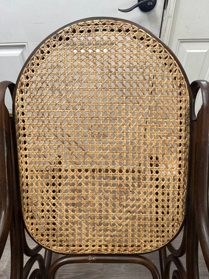 Early 20th Century Oversized Bentwood Thonet Style Cane Rattan Rocking Chair